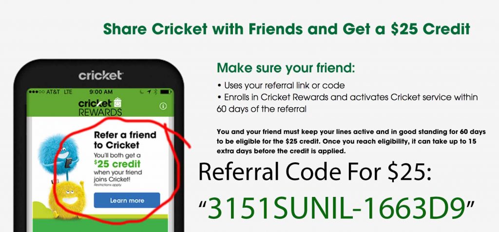 Cricket rewards referral code